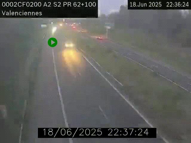 Webcam autoroute A2 à Valenciennes. Vue orientée vers Maubeuge et Mons (Belgique)