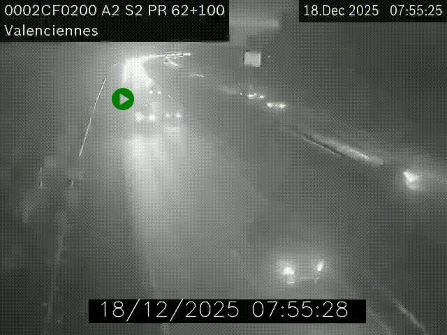 Webcam autoroute A2 à Valenciennes. Vue orientée vers Maubeuge et Mons (Belgique)