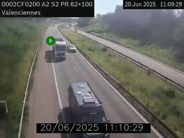 <h2>Webcam autoroute A2 à Valenciennes. Vue orientée vers Maubeuge et Mons (Belgique)</h2>