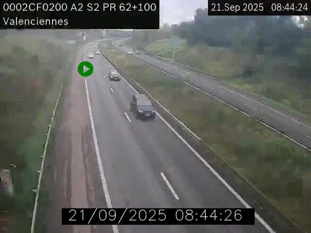 Webcam autoroute A2 à Valenciennes. Vue orientée vers Maubeuge et Mons (Belgique)