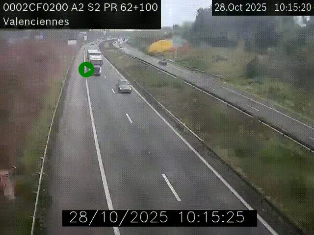 <h2>Webcam autoroute A2 à Valenciennes. Vue orientée vers Maubeuge et Mons (Belgique)</h2>
