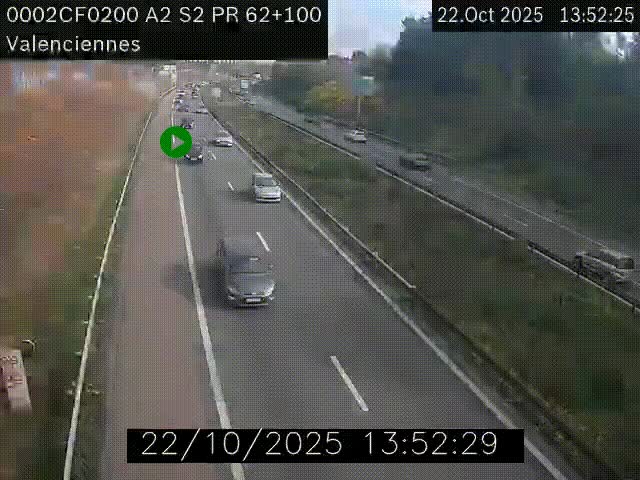 <h2>Webcam autoroute A2 à Valenciennes. Vue orientée vers Maubeuge et Mons (Belgique)</h2>