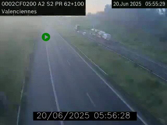Webcam autoroute A2 à Valenciennes. Vue orientée vers Maubeuge et Mons (Belgique)