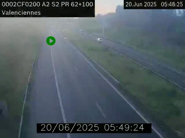 <h2>Webcam autoroute A2 à Valenciennes. Vue orientée vers Maubeuge et Mons (Belgique)</h2>