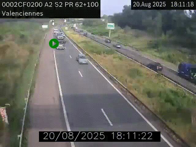 <h2>Webcam autoroute A2 à Valenciennes. Vue orientée vers Maubeuge et Mons (Belgique)</h2>