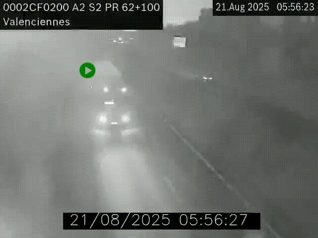 <h2>Webcam autoroute A2 à Valenciennes. Vue orientée vers Maubeuge et Mons (Belgique)</h2>