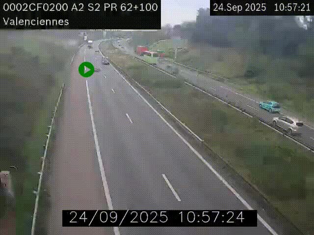<h2>Webcam autoroute A2 à Valenciennes. Vue orientée vers Maubeuge et Mons (Belgique)</h2>