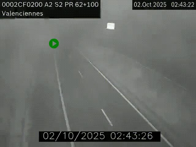 <h2>Webcam autoroute A2 à Valenciennes. Vue orientée vers Maubeuge et Mons (Belgique)</h2>