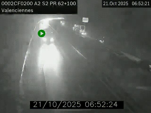 <h2>Webcam autoroute A2 à Valenciennes. Vue orientée vers Maubeuge et Mons (Belgique)</h2>