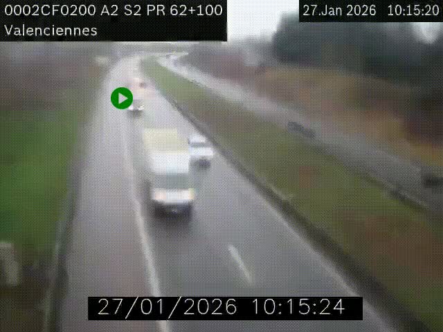 <h2>Webcam autoroute A2 à Valenciennes. Vue orientée vers Maubeuge et Mons (Belgique)</h2>