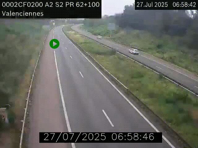 <h2>Webcam autoroute A2 à Valenciennes. Vue orientée vers Maubeuge et Mons (Belgique)</h2>
