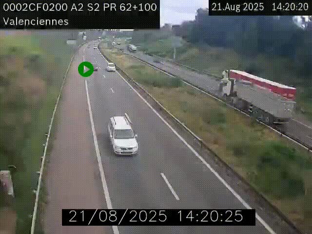 <h2>Webcam autoroute A2 à Valenciennes. Vue orientée vers Maubeuge et Mons (Belgique)</h2>