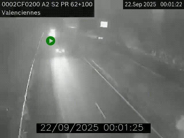 <h2>Webcam autoroute A2 à Valenciennes. Vue orientée vers Maubeuge et Mons (Belgique)</h2>