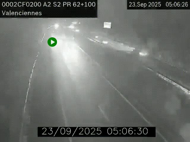 Webcam autoroute A2 à Valenciennes. Vue orientée vers Maubeuge et Mons (Belgique)