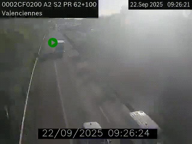 <h2>Webcam autoroute A2 à Valenciennes. Vue orientée vers Maubeuge et Mons (Belgique)</h2>