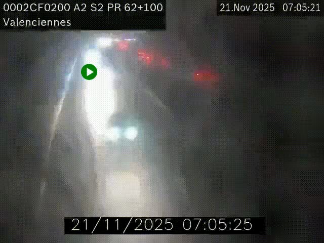 Webcam autoroute A2 à Valenciennes. Vue orientée vers Maubeuge et Mons (Belgique)