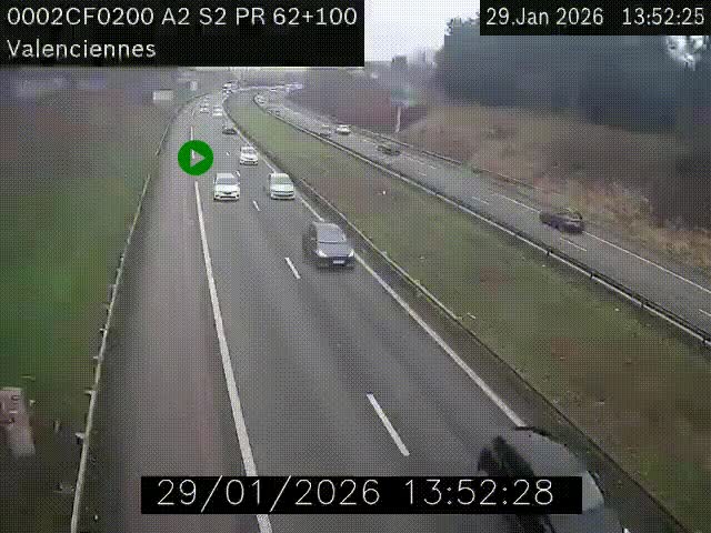 <h2>Webcam autoroute A2 à Valenciennes. Vue orientée vers Maubeuge et Mons (Belgique)</h2>