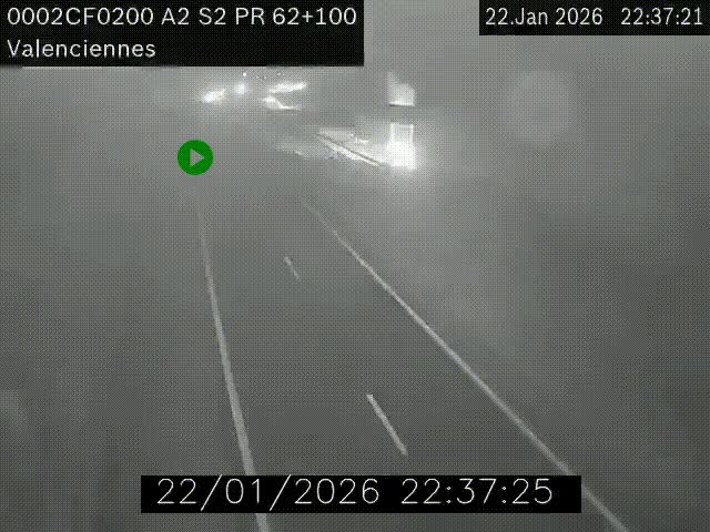 <h2>Webcam autoroute A2 à Valenciennes. Vue orientée vers Maubeuge et Mons (Belgique)</h2>