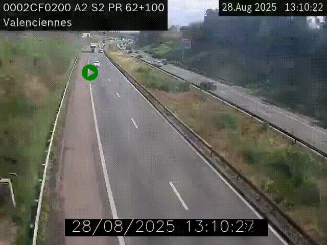<h2>Webcam autoroute A2 à Valenciennes. Vue orientée vers Maubeuge et Mons (Belgique)</h2>