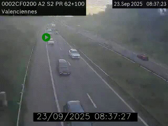 <h2>Webcam autoroute A2 à Valenciennes. Vue orientée vers Maubeuge et Mons (Belgique)</h2>