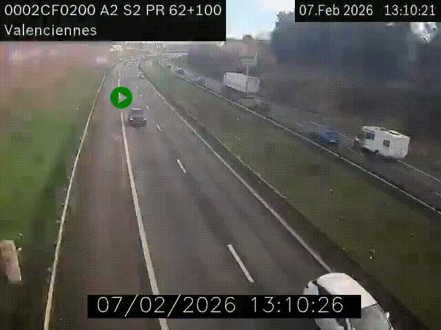 <h2>Webcam autoroute A2 à Valenciennes. Vue orientée vers Maubeuge et Mons (Belgique)</h2>