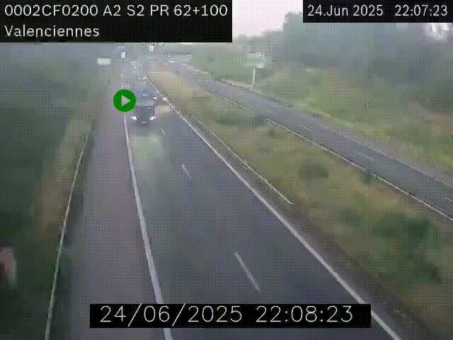 <h2>Webcam autoroute A2 à Valenciennes. Vue orientée vers Maubeuge et Mons (Belgique)</h2>
