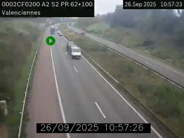 <h2>Webcam autoroute A2 à Valenciennes. Vue orientée vers Maubeuge et Mons (Belgique)</h2>