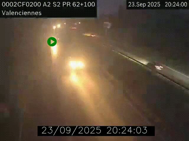 <h2>Webcam autoroute A2 à Valenciennes. Vue orientée vers Maubeuge et Mons (Belgique)</h2>