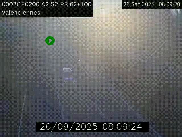 <h2>Webcam autoroute A2 à Valenciennes. Vue orientée vers Maubeuge et Mons (Belgique)</h2>