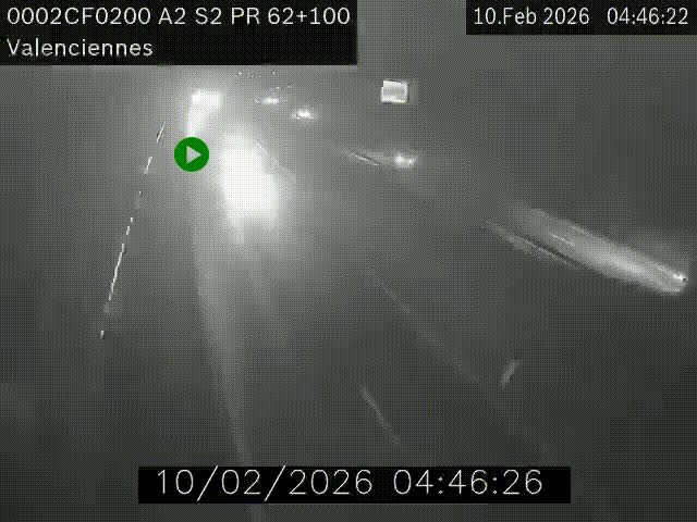 <h2>Webcam autoroute A2 à Valenciennes. Vue orientée vers Maubeuge et Mons (Belgique)</h2>