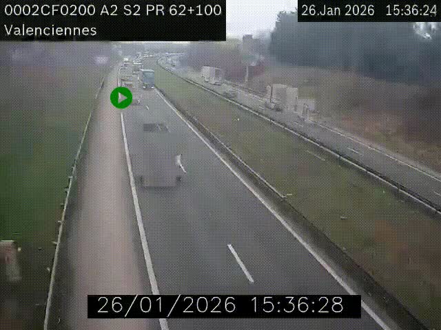 <h2>Webcam autoroute A2 à Valenciennes. Vue orientée vers Maubeuge et Mons (Belgique)</h2>