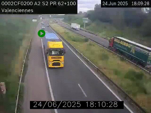 <h2>Webcam autoroute A2 à Valenciennes. Vue orientée vers Maubeuge et Mons (Belgique)</h2>