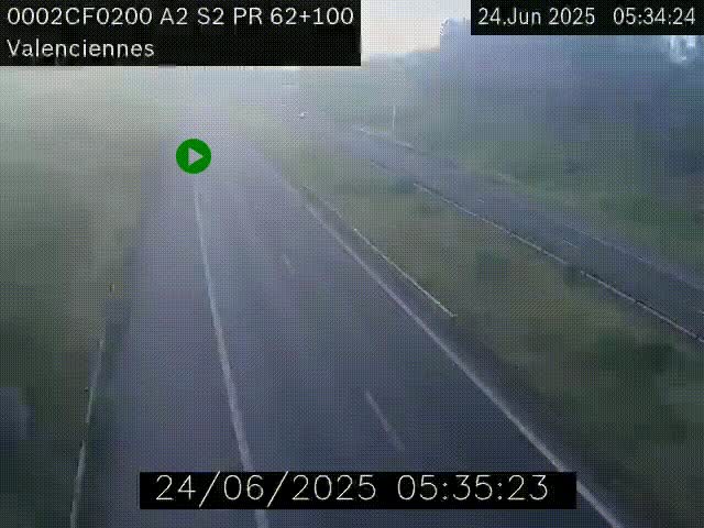 <h2>Webcam autoroute A2 à Valenciennes. Vue orientée vers Maubeuge et Mons (Belgique)</h2>