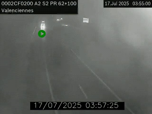 <h2>Webcam autoroute A2 à Valenciennes. Vue orientée vers Maubeuge et Mons (Belgique)</h2>