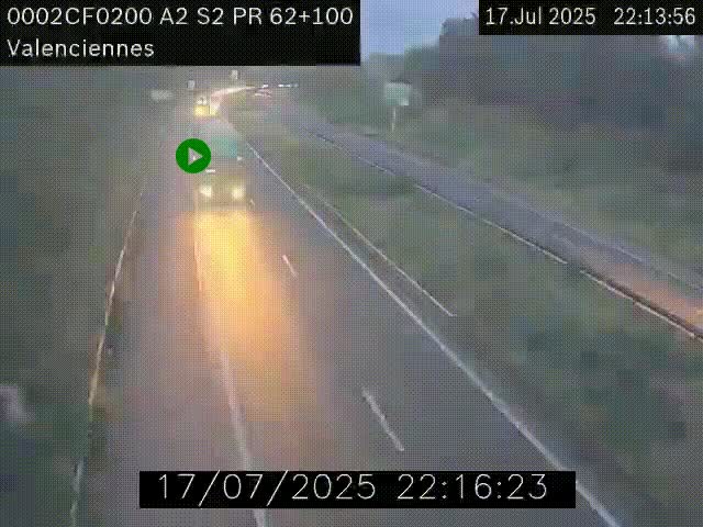 <h2>Webcam autoroute A2 à Valenciennes. Vue orientée vers Maubeuge et Mons (Belgique)</h2>