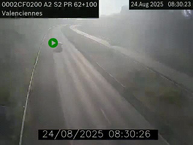 <h2>Webcam autoroute A2 à Valenciennes. Vue orientée vers Maubeuge et Mons (Belgique)</h2>