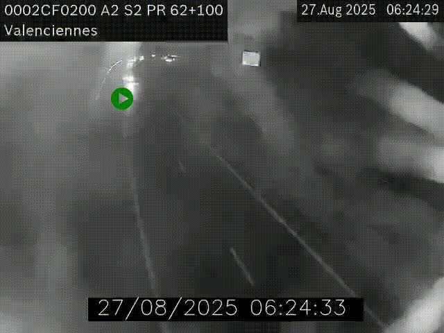 <h2>Webcam autoroute A2 à Valenciennes. Vue orientée vers Maubeuge et Mons (Belgique)</h2>