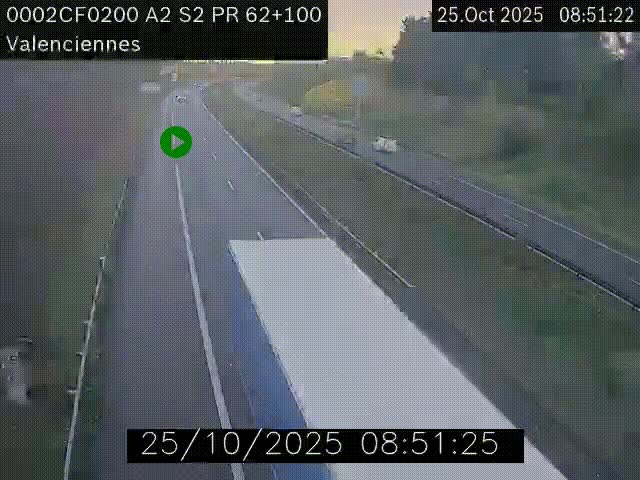 <h2>Webcam autoroute A2 à Valenciennes. Vue orientée vers Maubeuge et Mons (Belgique)</h2>