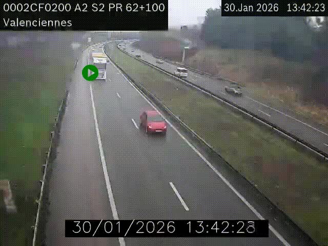 <h2>Webcam autoroute A2 à Valenciennes. Vue orientée vers Maubeuge et Mons (Belgique)</h2>