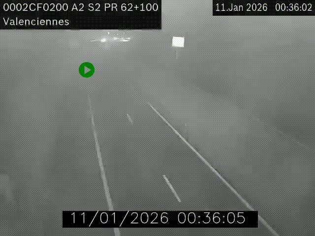 <h2>Webcam autoroute A2 à Valenciennes. Vue orientée vers Maubeuge et Mons (Belgique)</h2>