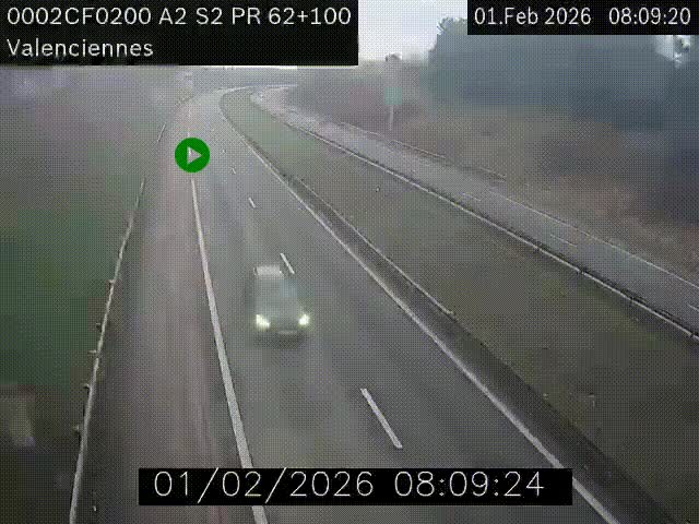 <h2>Webcam autoroute A2 à Valenciennes. Vue orientée vers Maubeuge et Mons (Belgique)</h2>