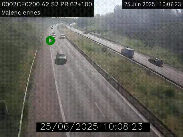 <h2>Webcam autoroute A2 à Valenciennes. Vue orientée vers Maubeuge et Mons (Belgique)</h2>