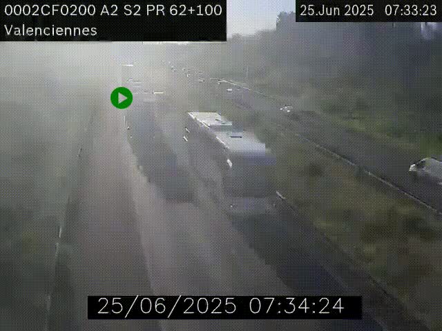 <h2>Webcam autoroute A2 à Valenciennes. Vue orientée vers Maubeuge et Mons (Belgique)</h2>