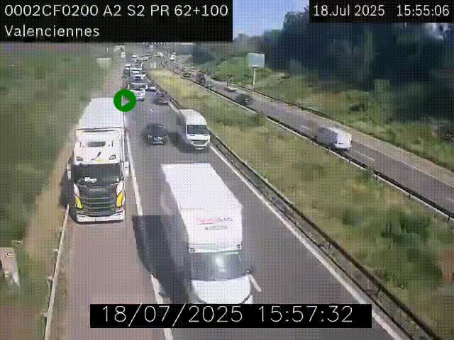 <h2>Webcam autoroute A2 à Valenciennes. Vue orientée vers Maubeuge et Mons (Belgique)</h2>