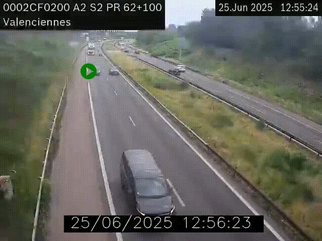 <h2>Webcam autoroute A2 à Valenciennes. Vue orientée vers Maubeuge et Mons (Belgique)</h2>