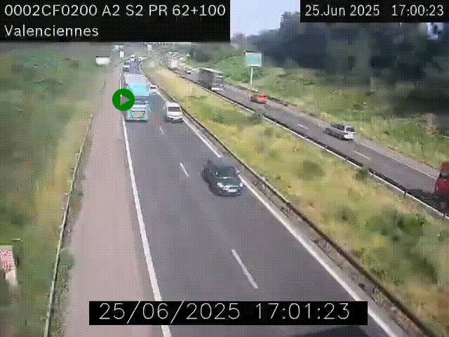<h2>Webcam autoroute A2 à Valenciennes. Vue orientée vers Maubeuge et Mons (Belgique)</h2>
