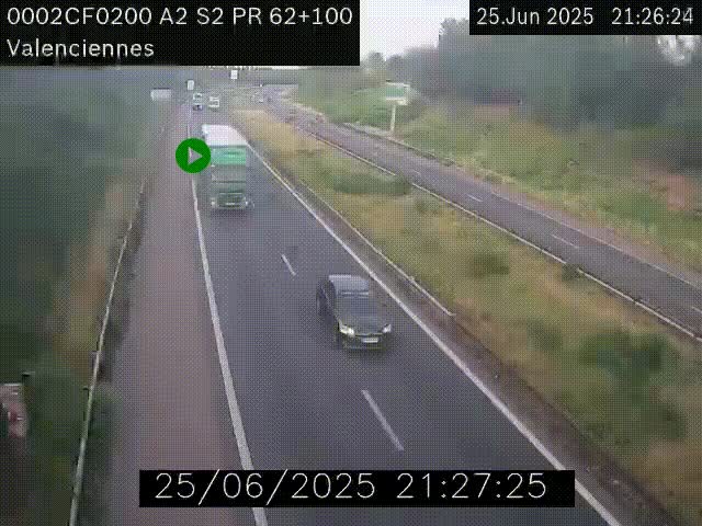 <h2>Webcam autoroute A2 à Valenciennes. Vue orientée vers Maubeuge et Mons (Belgique)</h2>
