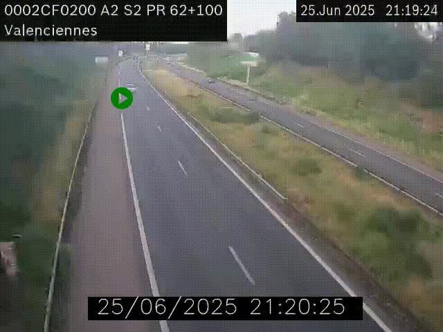 <h2>Webcam autoroute A2 à Valenciennes. Vue orientée vers Maubeuge et Mons (Belgique)</h2>