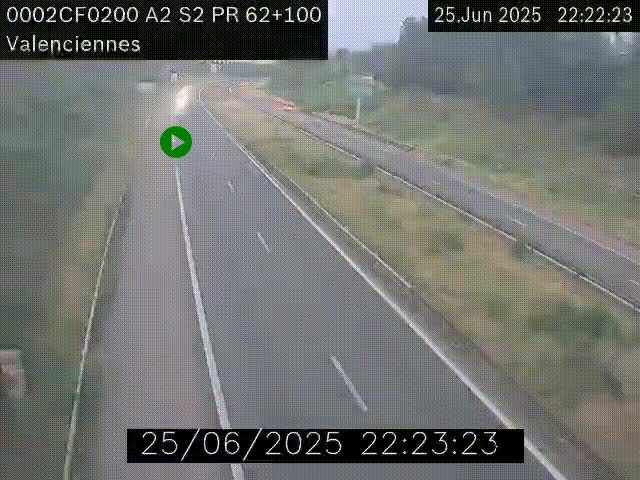 <h2>Webcam autoroute A2 à Valenciennes. Vue orientée vers Maubeuge et Mons (Belgique)</h2>