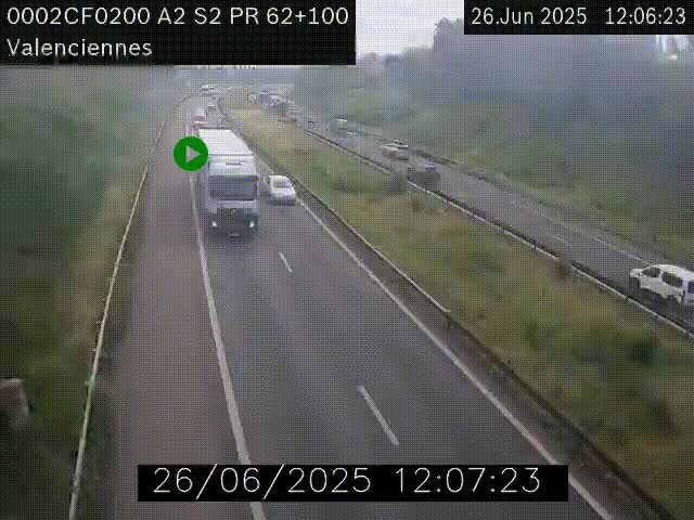 <h2>Webcam autoroute A2 à Valenciennes. Vue orientée vers Maubeuge et Mons (Belgique)</h2>